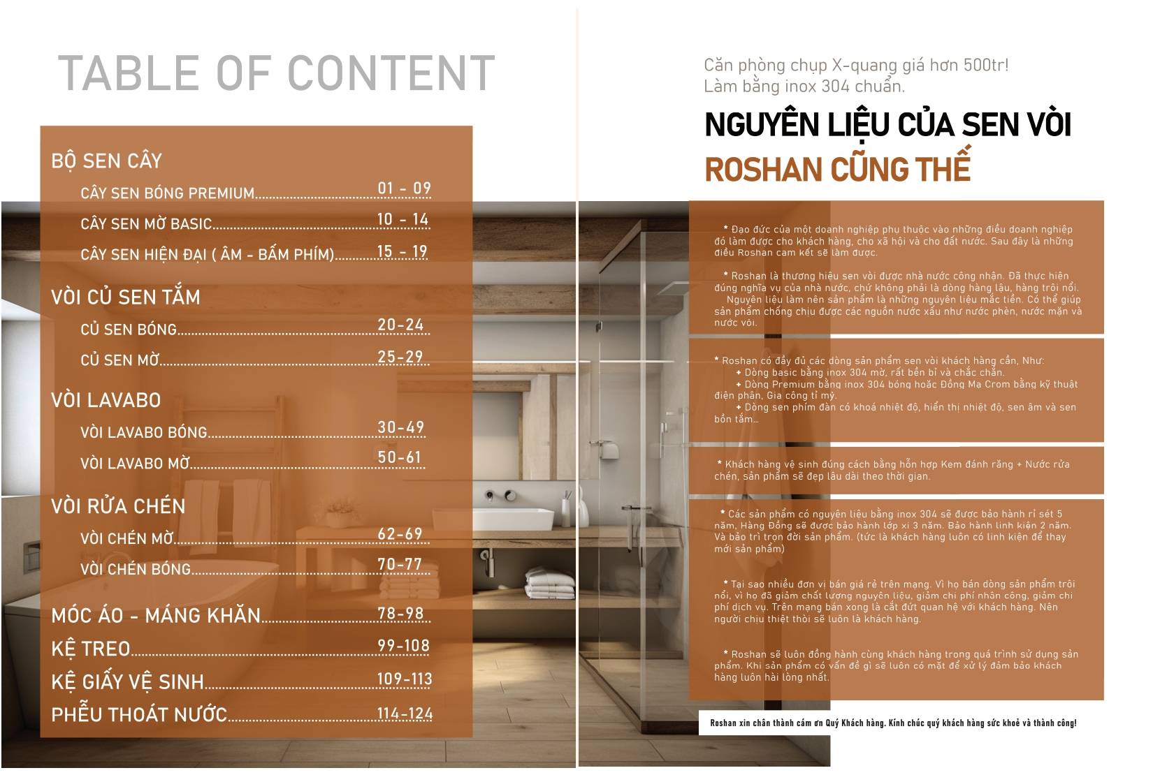 Sen tắm, Vòi nước và phụ kiện phòng tắm ROSHAN Catalogue và Bảng giá mới nhất /Page 1